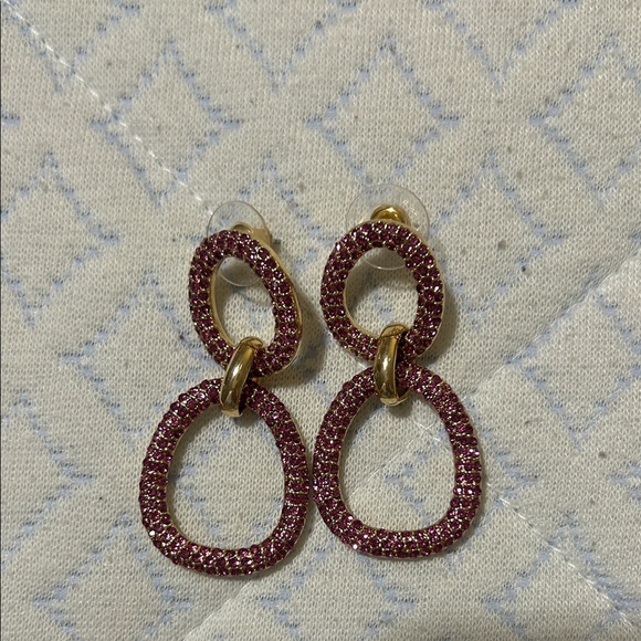 Express Gold and Pink Textured Hoop Earrings - Picture 4 of 4